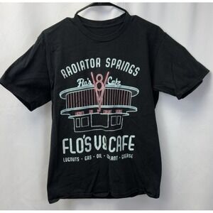 Disney Pixar Cars Flo's V8 Cafe T-Shirt Black Size Medium EUC Neon